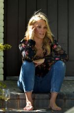 MOLLY SIMS with a Friend Outside Her Home in Pacific Palisades 03/25/2020