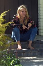 MOLLY SIMS with a Friend Outside Her Home in Pacific Palisades 03/25/2020
