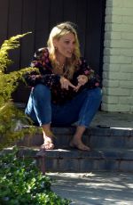 MOLLY SIMS with a Friend Outside Her Home in Pacific Palisades 03/25/2020