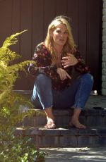 MOLLY SIMS with a Friend Outside Her Home in Pacific Palisades 03/25/2020