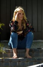 MOLLY SIMS with a Friend Outside Her Home in Pacific Palisades 03/25/2020