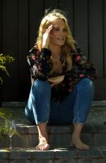 MOLLY SIMS with a Friend Outside Her Home in Pacific Palisades 03/25/2020
