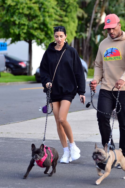 NICOLE WILLIAMS and Larry English Out with Their Dogs in Los Angeles 03/26/2020