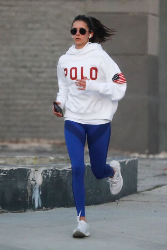 NINA DOBREV Out Jogging in Los Angeles 03/26/2020