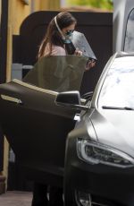 NINA DOBREV Wearing a Surgical Mask Unloads Her Car in Los Angeles 03/23/2020