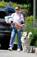 OLIVIA WILDE Out with Her Dog at a Park in Los Angeles 03/29/20