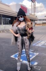 PHOEBE PRICE Wearing Custom Mask Out in Beverly Hills 03/26/2020