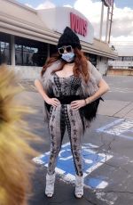 PHOEBE PRICE Wearing Custom Mask Out in Beverly Hills 03/26/2020