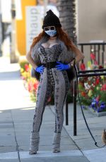 PHOEBE PRICE Wearing Custom Mask Out in Beverly Hills 03/26/2020