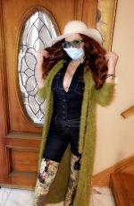 PHOEBE PRICE with a Medical Mask at Her Home in Beverly Hills 03/10/2020