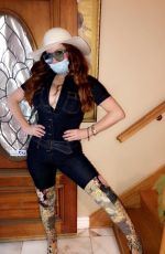 PHOEBE PRICE with a Medical Mask at Her Home in Beverly Hills 03/10/2020