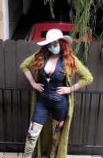 PHOEBE PRICE with a Medical Mask at Her Home in Beverly Hills 03/10/2020