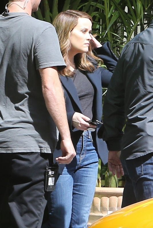 REESE WITHERSPOON on the Set of The Morning Show in Los Angeles 03/09/2020