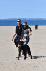 ROBIN WRGHT and Clement Giraudet Out with Their Dog on the Beach in Santa Monica 03/24/2020