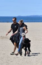 ROBIN WRGHT and Clement Giraudet Out with Their Dog on the Beach in Santa Monica 03/24/2020