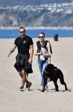 ROBIN WRGHT and Clement Giraudet Out with Their Dog on the Beach in Santa Monica 03/24/2020