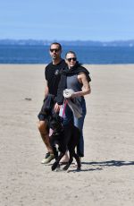 ROBIN WRGHT and Clement Giraudet Out with Their Dog on the Beach in Santa Monica 03/24/2020