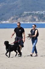 ROBIN WRGHT and Clement Giraudet Out with Their Dog on the Beach in Santa Monica 03/24/2020