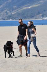 ROBIN WRGHT and Clement Giraudet Out with Their Dog on the Beach in Santa Monica 03/24/2020