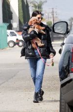 SANDRA BULLOCK Out with Her Dog in Van Nuys 03/01/2020