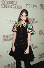 TALIA RYDER at Never Rarely Sometimes Always Premiere in New York 03/09/2020