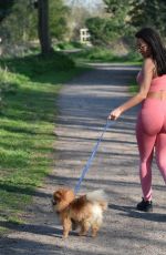 YAZMIN OUKHELLOU in Tights Out with Her Dogs in Harlow 03/27/2020