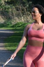 YAZMIN OUKHELLOU in Tights Out with Her Dogs in Harlow 03/27/2020