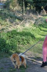 YAZMIN OUKHELLOU in Tights Out with Her Dogs in Harlow 03/27/2020