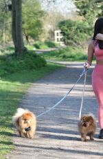 YAZMIN OUKHELLOU in Tights Out with Her Dogs in Harlow 03/27/2020