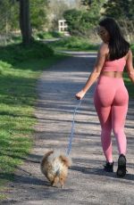 YAZMIN OUKHELLOU in Tights Out with Her Dogs in Harlow 03/27/2020