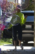 ALESSANDRA AMBRISO Surprised with Delivery of Flowers and Balloons o Her 39th Birthday in Santa Monica 04/11/2020