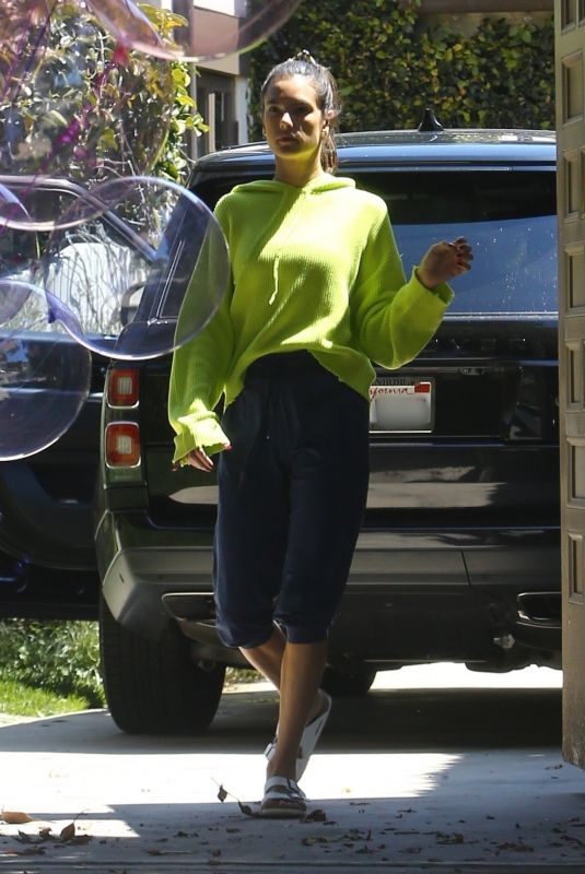 ALESSANDRA AMBRISO Surprised with Delivery of Flowers and Balloons o Her 39th Birthday in Santa Monica 04/11/2020