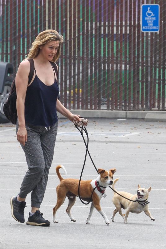 ALICIA SILVERSTONE Out with Her Dogs in Hollywood 04/29/2020