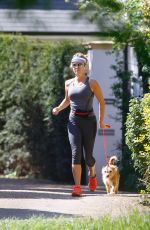 AMANDA HOLDEN in Leggings Out Jogging with Her Dog in London 04/20/2020