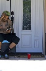 AMBER ROSE and Alexander Edwards in Front of Her Home in Los Angeles 04/25/2020