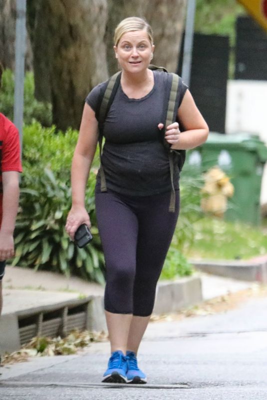 AMY POEHLER Out Hikinig in Beverly Hills 04/18/2020