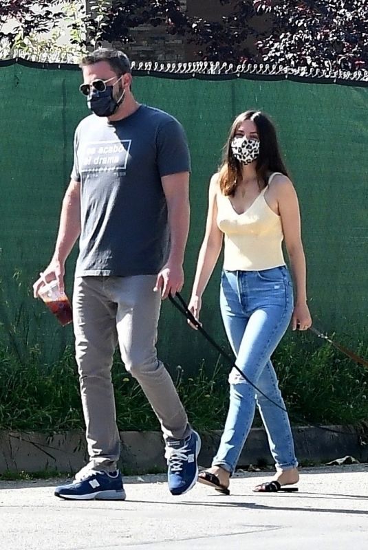 ANA DE ARMAS and Ben Affleck Out with Their Dog in Brentwood 04/28/2020