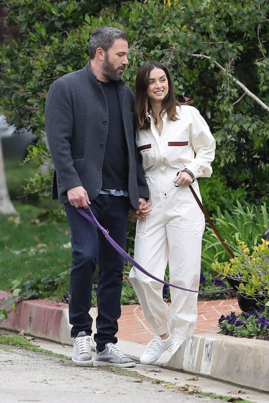 ANA DE ARMAS and Ben Affleck Out with Their Dog in Pacific Palisades 04/12/2020