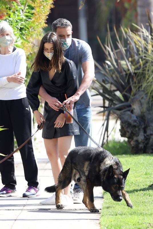 ANA DE ARMAS and Ben Affleck Out with Their Dog in Venice Beach 04/16/2020