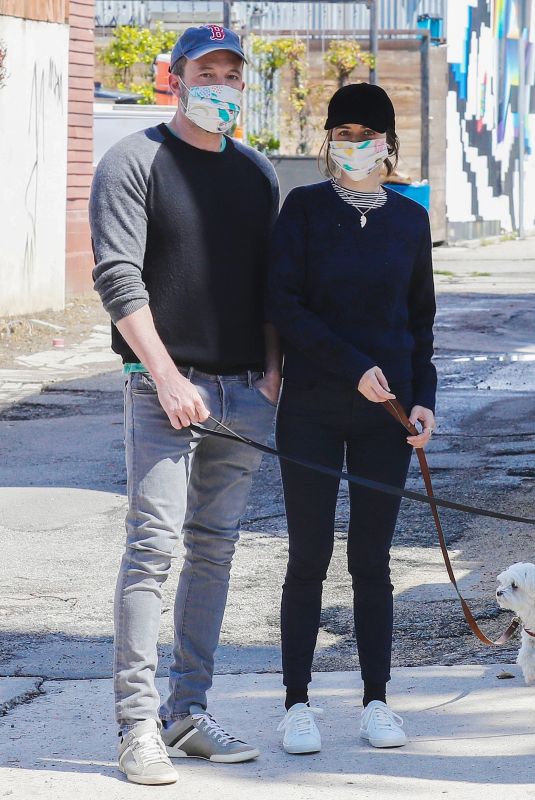 ANA DE ARMAS and Ben Affleck Wearing Masks Out with Their Dogs in Los Angeles 04/10/2020