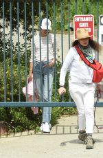 ANDIE MACDOWELL and MARGARET and RAINEY QUALLEY Sneaking Out of Closed Park in Los Angeles 04/19/20