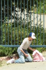 ANDIE MACDOWELL and MARGARET and RAINEY QUALLEY Sneaking Out of Closed Park in Los Angeles 04/19/20