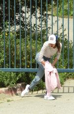 ANDIE MACDOWELL and MARGARET and RAINEY QUALLEY Sneaking Out of Closed Park in Los Angeles 04/19/20