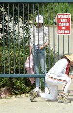 ANDIE MACDOWELL and MARGARET and RAINEY QUALLEY Sneaking Out of Closed Park in Los Angeles 04/19/20