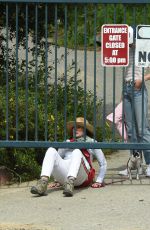 ANDIE MACDOWELL and MARGARET and RAINEY QUALLEY Sneaking Out of Closed Park in Los Angeles 04/19/20