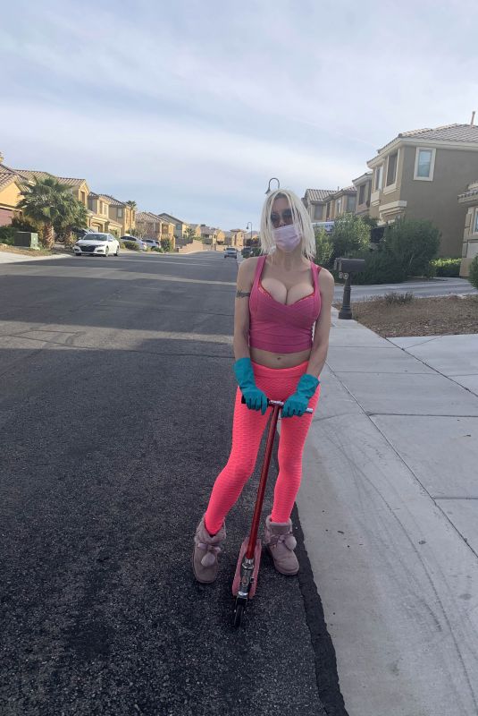 ANGELIQUE FRENCHY MORGAN Rides Her Scooter Out in Las Vegas 03/31/2020