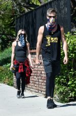 ANNABELLE WALLIS and Chris Pine Wearing Bandna Masks Out in Los Feliz 04/21/2020