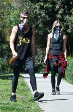 ANNABELLE WALLIS and Chris Pine Wearing Bandna Masks Out in Los Feliz 04/21/2020