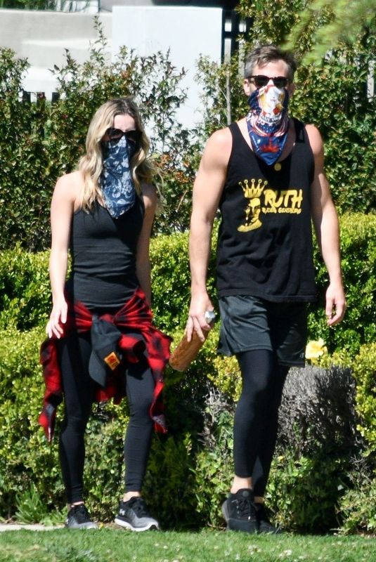 ANNABELLE WALLIS and Chris Pine Wearing Bandna Masks Out in Los Feliz 04/21/2020