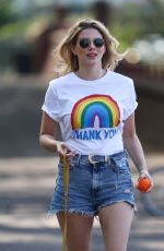 ASHLEY JAMES in Denim Shorts Out with Her Dog in London 04/24/2020